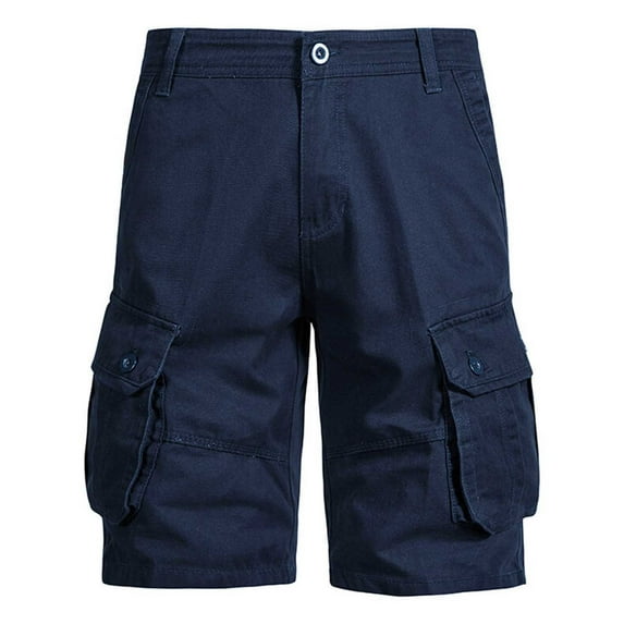 Cargo Shorts for Men Button Zipper Solid Color Shorts Casual Summer Work Outdoor Shorts with Pockets