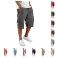 thumbnail image 1 of Cargo Shorts for Men Casual Below Knee Length Hiking Work Loose Fit Shorts Elastic Waistband Drawstring Athletic Shorts with Multi Pockets, 1 of 10