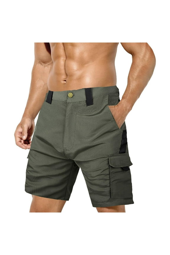 Cargo Shorts for Men Casual Button Flat Front 7 Inch Outdoor Hiking Shorts Fitting Camping Shorts with Multi Pockets
