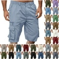 thumbnail image 1 of Cargo Shorts for Men Casual Button Zipper Solid Knee Length Cargo Pants With Pocket Straight Button Zipper Shorts Mens Work Shorts Cargo Gray M, 1 of 6