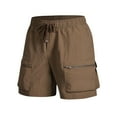 thumbnail image 1 of Cargo Shorts for Men Casual Elastic Waist Drawstring Shorts with Zipper Pockets Summer Outdoor Workout Shorts, 1 of 2