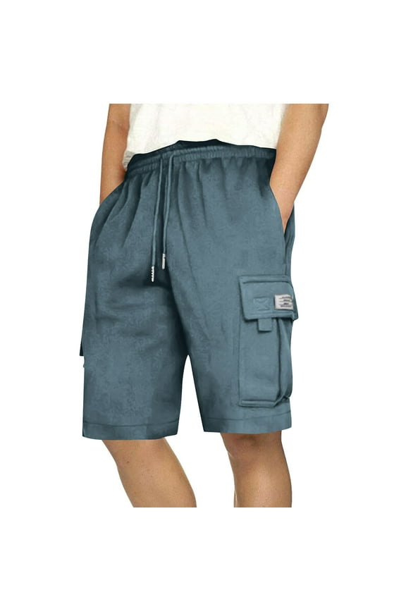 Cargo Shorts for Men Casual Knee Length 9"/10" Inseam Elastic Waist Drawstring Short Pants Summer Quick Dry Office Workwear