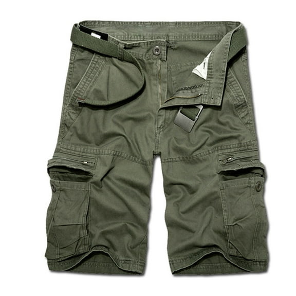 Cargo Shorts for Men Casual Solid Fashion Zipper Button Pockets Cropped Cargo Shorts Mens Work Shorts Cargo Green 2XL