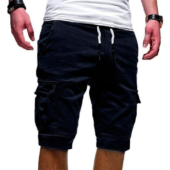 Cargo Shorts for Men Casual Summer Loose Fit Classic Shorts Drawstring Elastic waist Lightweight Outdoor Hiking Cotton Short Multi-Pocket