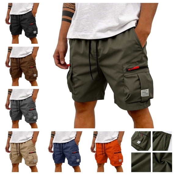 Cargo Shorts for Men Drawstring Multi Pockets Wide Leg Work Shorts Stretch Ripstop Outdoor Travel Camp Hiking Short with Multi Pockets Dark Green 3XL