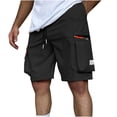 thumbnail image 1 of Cargo Shorts for Men Drawstring Zipper Pockets Workout Gym Hiking Fishing Casual Stretch Short Summer, 1 of 5