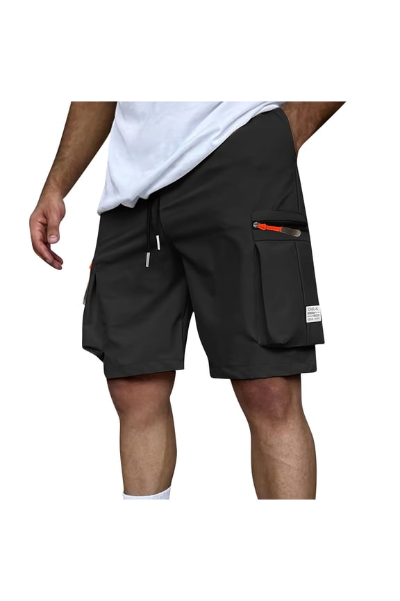 Cargo Shorts for Men Drawstring Zipper Pockets Workout Gym Hiking Fishing Casual Stretch Short Summer