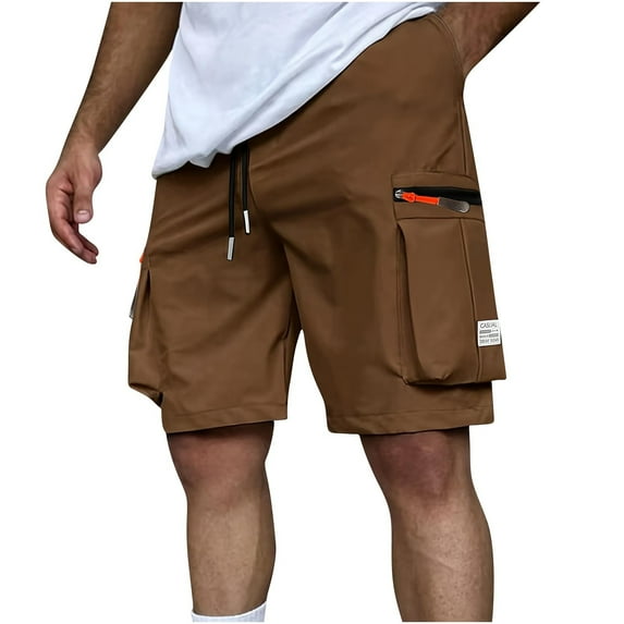Cargo Shorts for Men Drawstring Zipper Pockets Workout Gym Hiking Fishing Casual Stretch Short Summer
