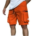 thumbnail image 1 of Cargo Shorts for Men Drawstring Zipper Pockets Workout Gym Hiking Fishing Casual Stretch Short Summer, 1 of 4