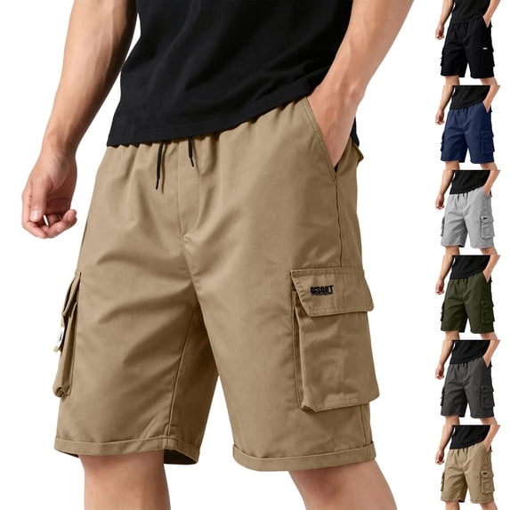 Cargo Shorts for Men Elastic Waist Drawstring Lightweight Hiking Shorts Breathable Stretch Casual Shorts, 3XL