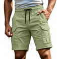 thumbnail image 1 of Cargo Shorts for Men Elastic Waist Drawstring Lightweight Hiking Shorts Breathable Stretch Casual Shorts, L, 1 of 5