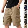 thumbnail image 1 of Cargo Shorts for Men Elastic Waist Drawstring Lightweight Hiking Shorts Breathable Stretch Casual Shorts, XL, 1 of 8