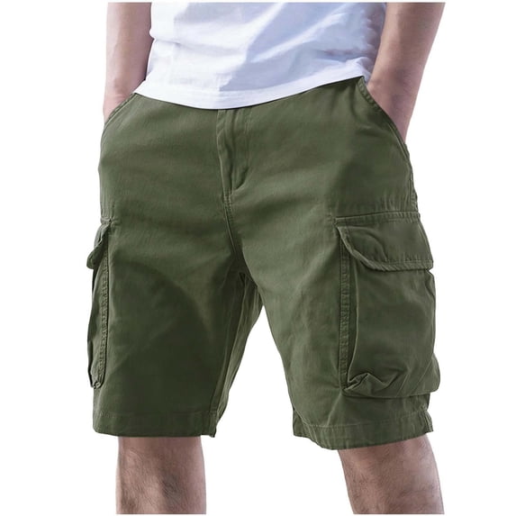 Cargo Shorts for Men Elastic Waist Drawstring Wide Leg Shorts with Multi Pocket Casual Versatile Cargo Shorts,Green,M