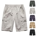 thumbnail image 1 of Cargo Shorts for Men Elastic Waist Straight Leg Loose Fit Casual Knee Length Hiking Work Shorts with Pockets, 1 of 7