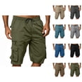 thumbnail image 1 of Cargo Shorts for Men Elastic Waist Summer Casual Straight Leg Knee Length Hiking Shorts with Pockets, 1 of 7