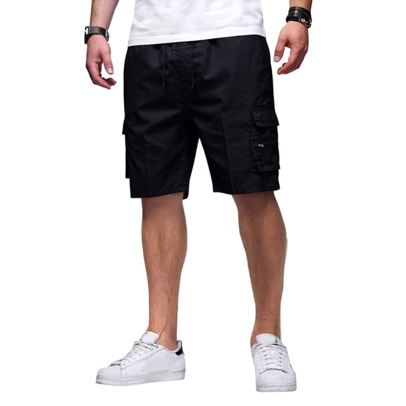 Cargo Shorts for Men Knee Length Elastic Waist Athletic Shorts with Pockets Summer Casual Outdoor Hiking Short, XL