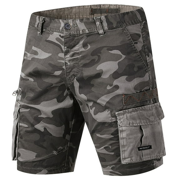 Cargo Shorts for Men, Mens Big Tall Casual Elastic Waisted Camo Waterproof Cropped Cargo Shorts with Multi Pockets Summer