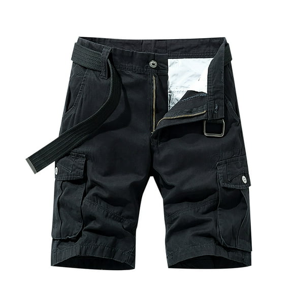 Cargo Shorts for Men, Mens Big Tall Casual Elastic Waisted Solid Color Waterproof Cropped Cargo Shorts with Multi Pockets Summer