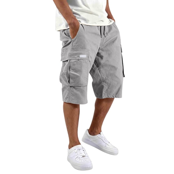 Cargo Shorts for Men Plus Size Comfy Casual Workout Shorts Summer Big and Tall Multi Pockets Athletic Shorts Gray M