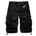 thumbnail image 1 of Cargo Shorts for Men Plus Size Solid Color 5 Inch Pants with Zipper Multi Pockets Casual Baggy Elastic Half Pamts, 1 of 3