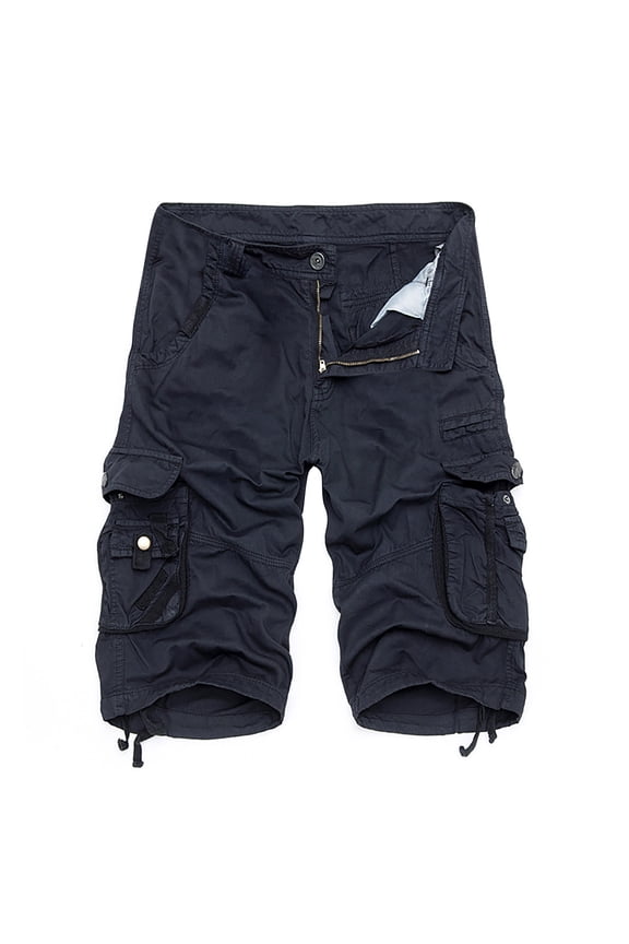 Cargo Shorts for Men Plus Size Zipper Multi Pockets Below Knee Trousers Casual Baggy Drawstring Solid Color Outdoors 3/4 Long Capri Shorts