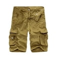 thumbnail image 1 of Cargo Shorts for Men Plus Size Zipper Multi Pockets Below Knee Trousers Casual Baggy Drawstring Solid Color Outdoors 3/4 Long Capri Shorts, 1 of 4