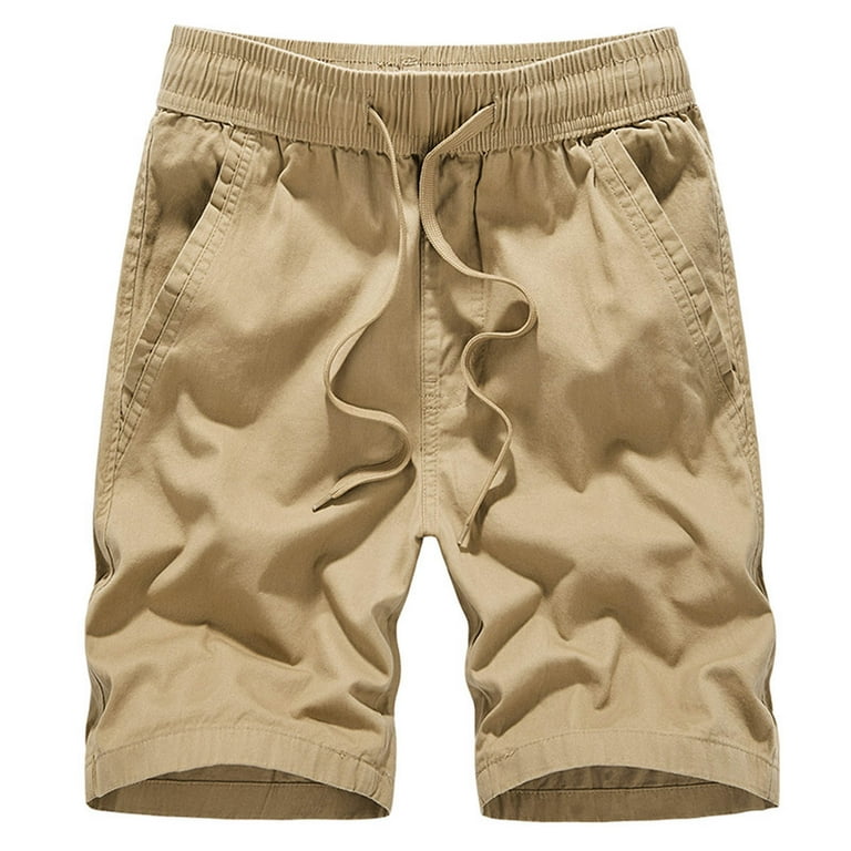 Cargo Shorts for Men, Pockets Elastic Waistband Relaxed Fit Outdoor Hiking  Everyday Cotton Shorts 
