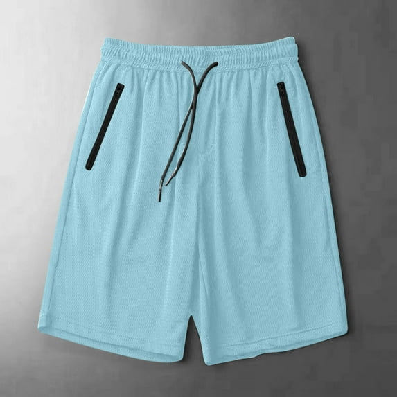 Cargo Shorts for Men Quick-drying Ice Silk Running Solid Color Pocket Summer Shorts Light Blue XL
