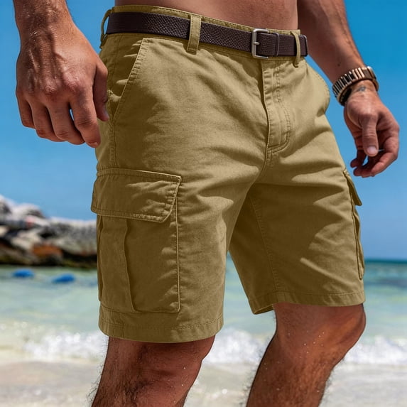 Cargo Shorts for Men Relaxed Fit Elastic Waist Athletic Shorts Summer Lightweight Hiking Shorts Multi Pockets, 2XL