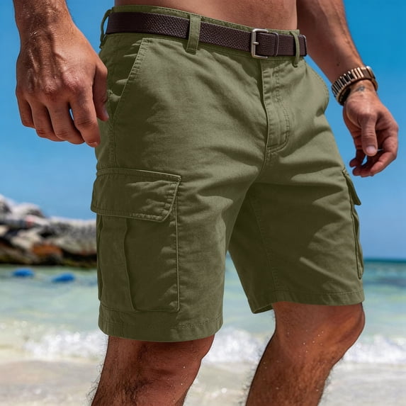 Cargo Shorts for Men Relaxed Fit Elastic Waist Athletic Shorts Summer Lightweight Hiking Shorts Multi Pockets, M