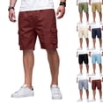 thumbnail image 1 of Cargo Shorts for Men Relaxed Fit Fishing Chino Shorts with Pockets Knee Length Summer Casual Work Bermudas,Wine,3XL, 1 of 8