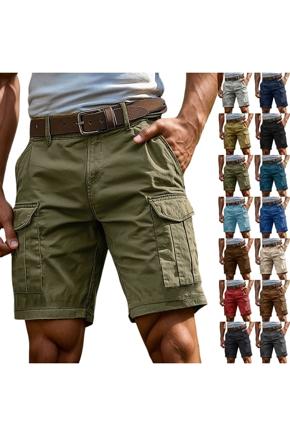 Cargo Shorts for Men Relaxed Fit Resistant Work Outdoor Hiking Shorts with Multi Pockets, L