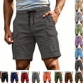 thumbnail image 1 of Cargo Shorts for Men Relaxed Loose Fit Drawstring Tactical Hiking Shorts Summer Carpenter Work Short Pockets,Dark Gray,XL, 1 of 6