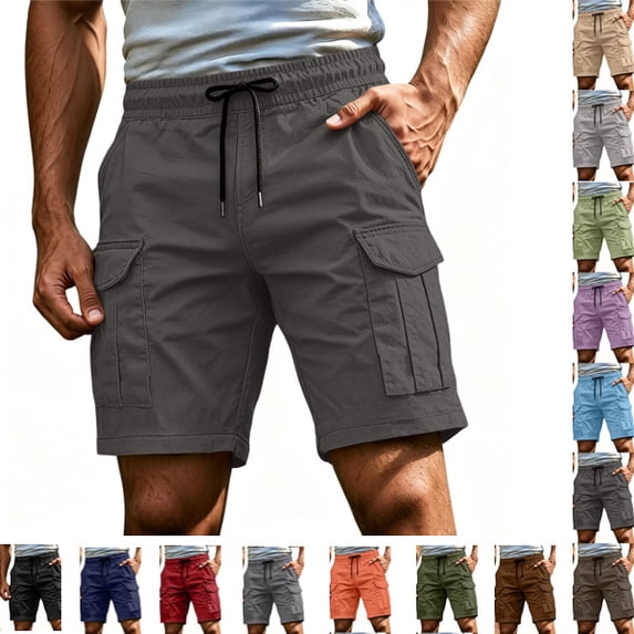 Cargo Shorts for Men Relaxed Loose Fit Drawstring Tactical Hiking Shorts Summer Carpenter Work Short Pockets,Dark Gray,XL