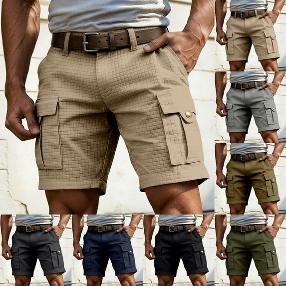 Cargo Shorts for Men Solid Color Fashion Running Shorts Breathable Knee Length Shorts Outdoor Casual Hipster Streetwear