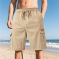 thumbnail image 1 of Cargo Shorts for Men Style Solid Color Casual Fashion Multiple Pockets Pull The Rope Tightness Waist Workwear Short Pants, S-2XL, 1 of 9