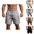 thumbnail image 1 of Cargo Shorts for Men Summer Casual Elastic Waist Loose Fit Breathable Knee Length Work Shorts with Pockets, 1 of 6