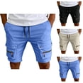 thumbnail image 1 of Cargo Shorts for Men Summer Casual Elastic Waist Straight Leg Knee Length Utility Work Shorts with Pockets, 1 of 6