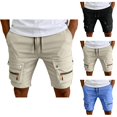 thumbnail image 1 of Cargo Shorts for Men Summer Casual Elastic Waist Straight Leg Knee Length Utility Work Shorts with Pockets, 1 of 6