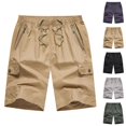 thumbnail image 1 of Cargo Shorts for Men Summer Casual Elastic Waist Straight Leg Loose Fit Knee Length Work Shorts with Pockets, 1 of 7