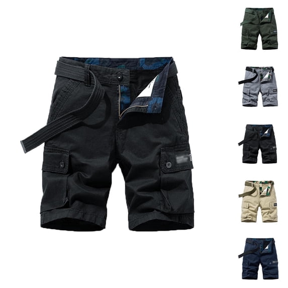 Cargo Shorts for Men Summer Casual Fashion Camo Print Button Closure Straight Leg Knee Length Work Shorts with Pockets