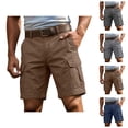 thumbnail image 1 of Cargo Shorts for Men Summer Casual Lightweight Elastic Waist Straight Leg Loose Bermuda Shorts with Pockets Workwear, 1 of 6