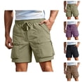 thumbnail image 1 of Cargo Shorts for Men Summer Casual Lightweight Elastic Waist Wide Straight Leg Loose Athletic Shorts with Pockets, 1 of 5