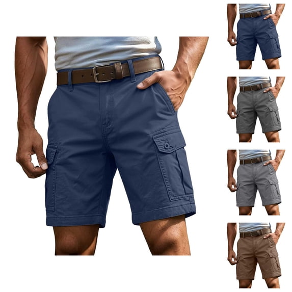 Cargo Shorts for Men Summer Casual Lightweight Straight Leg Outdoor Bermuda Work Shorts with Pockets
