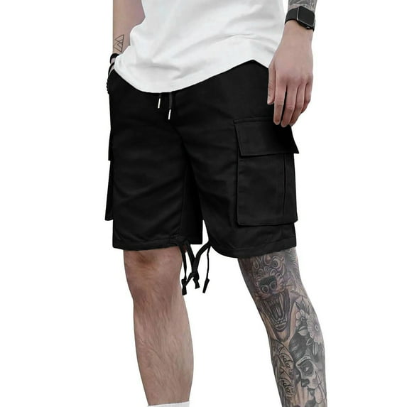 ZKCCNUK Cargo Shorts for Men Summer Casual Solid Color Pockets Drawstring Elastic Waist and Comfortable Shorts Cargo Pant S-3XL
