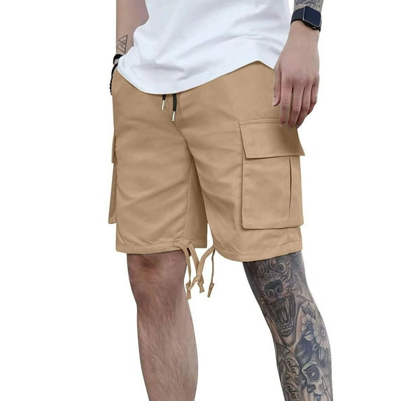 ZKCCNUK Cargo Shorts for Men Summer Casual Solid Color Pockets Drawstring Elastic Waist and Comfortable Shorts Cargo Pant S-3XL