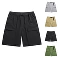 thumbnail image 1 of Cargo Shorts for Men Summer Lightweight Breathable Elastic Waist Wide Straight Leg Loose Hiking Shorts with Pockets, 1 of 4