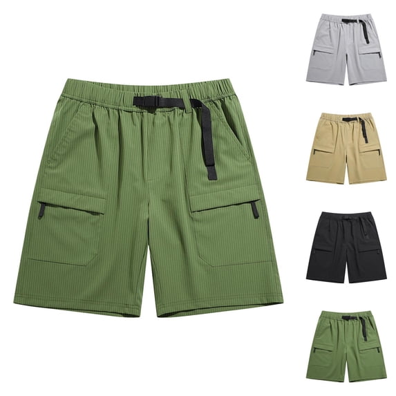 Cargo Shorts for Men Summer Lightweight Breathable Elastic Waist Wide Straight Leg Loose Hiking Shorts with Pockets