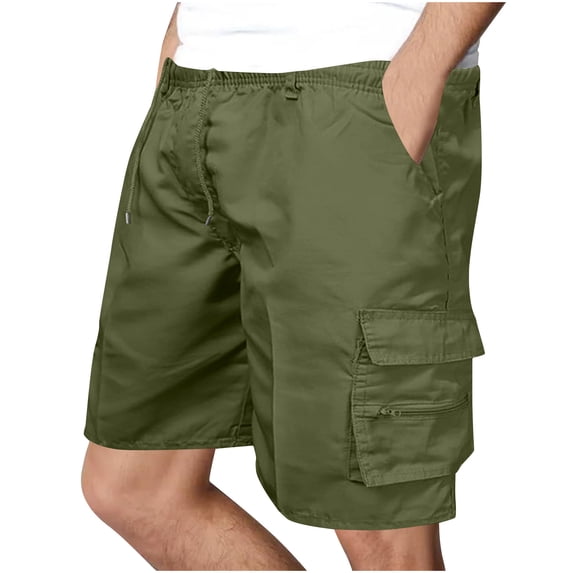 Cargo Shorts for Men Summer Outdoor Hiking Fishing Multi-Pocket Elastic Waist Drawstring Short Pants Fathers Gift