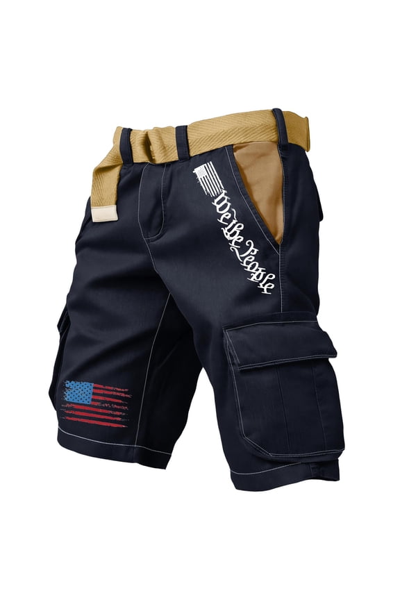 Cargo Shorts for Men Tactical 250 Anniversary USA American Flag Graphic Patriotic 4th of July Shorts with Pockets Black 3XL